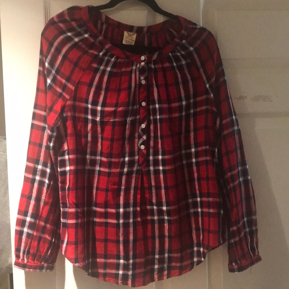 Plaid shirt 1/2 button up